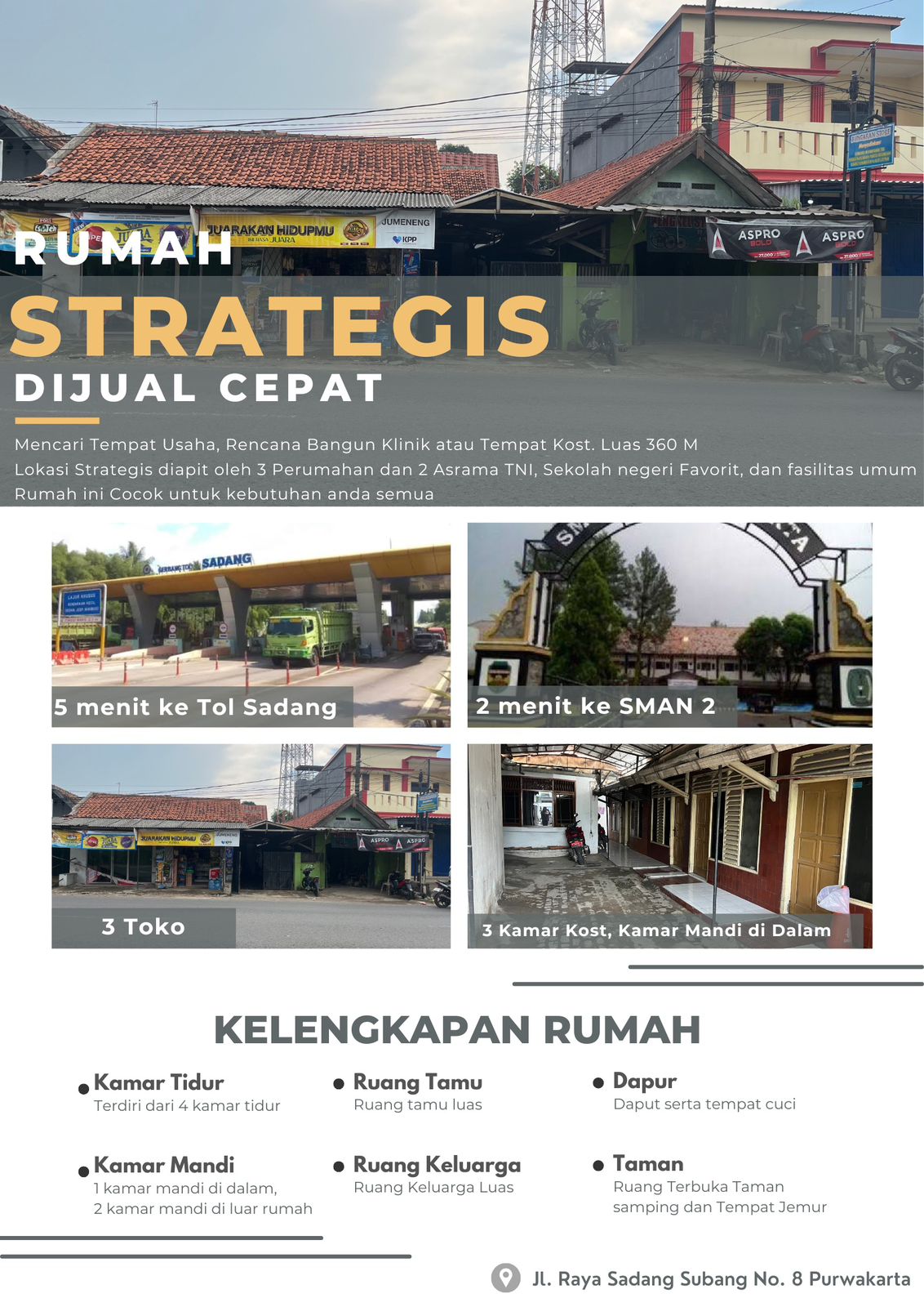 Rumah, Kios dan Kos-kosan Dijual